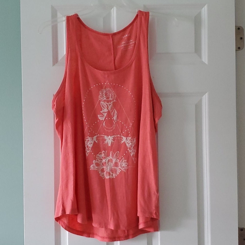 Coral graphic print tank top